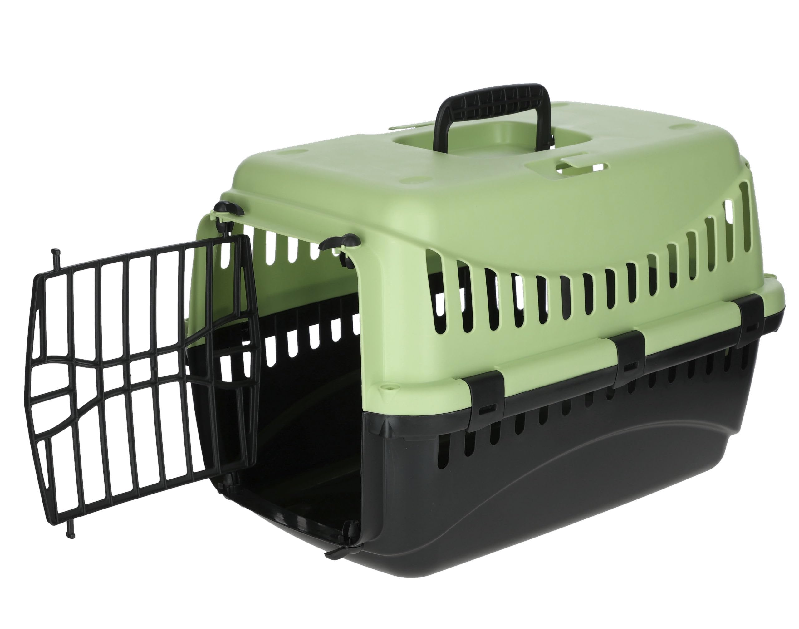 Kerbl Pet Cage de Transport Expedion, Vert/Noir, 45 x 30 x 30 cm, Cage pour Chien, Cage pour Chat, Transport pour Chien, Plastique, Petits Chiens, Chats