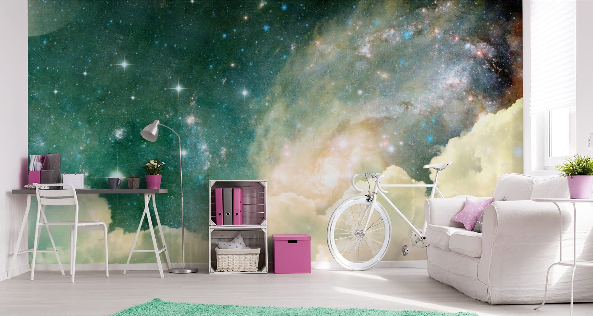 Muralo Vlies fotobehang 400 x 280 heelal kosmos Nebula behang hemel nacht motief patroon woonkamer slaapkamer wandschilderijen XXL wand br. 400 cm x hoogte 280 cm