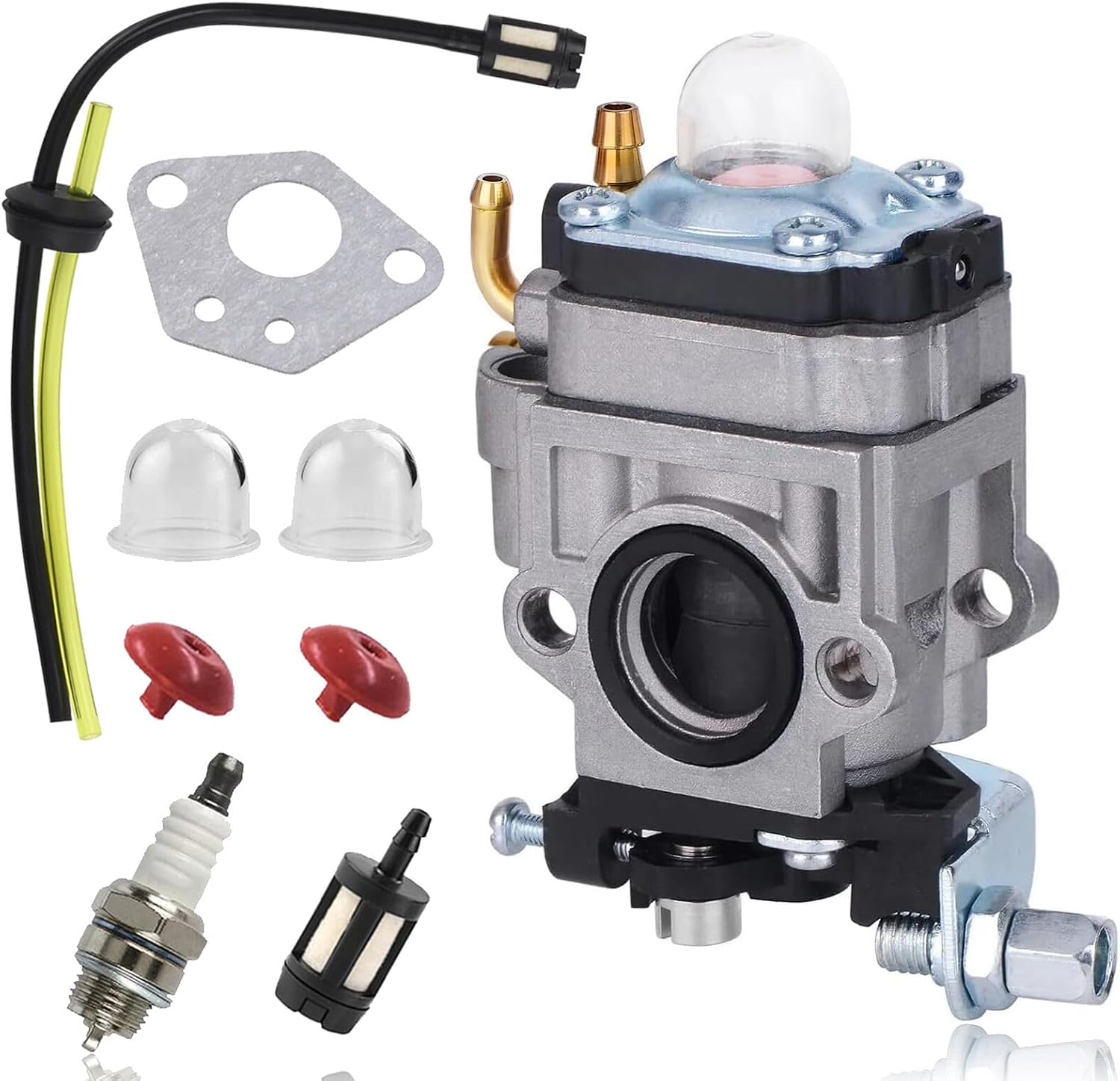57341 Carburetor for Harbor Freight Predator 52cc Earth Auger 56257 57341 / Earthquake MC43 MC43E MC43CE MD43 43cc / E43 E43CE Earth Auger MP15 with Spark Plug Primer Bulb 43cc 49cc 52cc Carb Kit