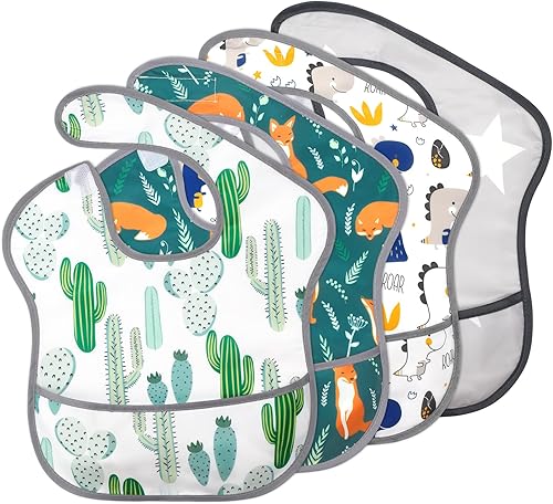 Miniatura 10 de Accmor Baby Bibs for Eating, Waterproof Mess Proof Baby Toddler Bibs, Apron Smock Feeding Bibs for Girls Boys 3 piezas, mariposa, en forma de