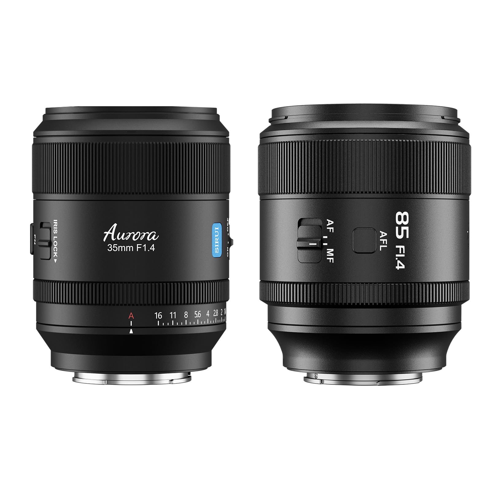 SIRUI Aurora F1.4 Full Frame Auto Focus Lens Set, 85mm Telephoto Prime Portrait & 35mm Wide Angle Prime Lens for X Mount Cameras, Black
