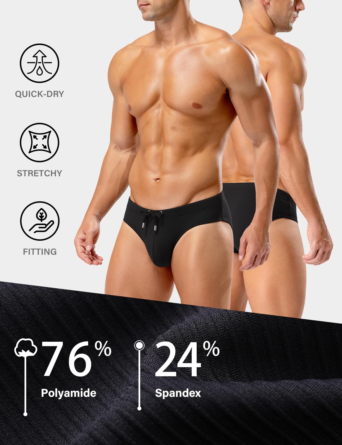Casey Kevin Bañador Slip Hombre Natación Hombre Briefs Traje de Baño Secado Rápido para Playa Piscina - 5