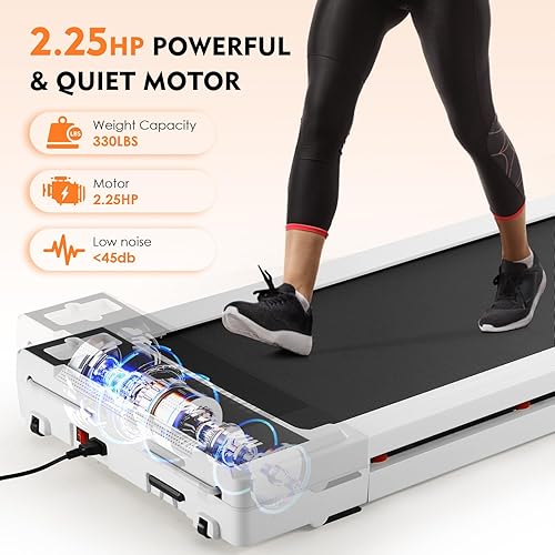 Miniatura 8 de MAVPAWIY Caminadora para debajo del escritorio, caminadora inclinada para uso en el hogar y la oficina, caminadora silenciosa de 2.25 HP para