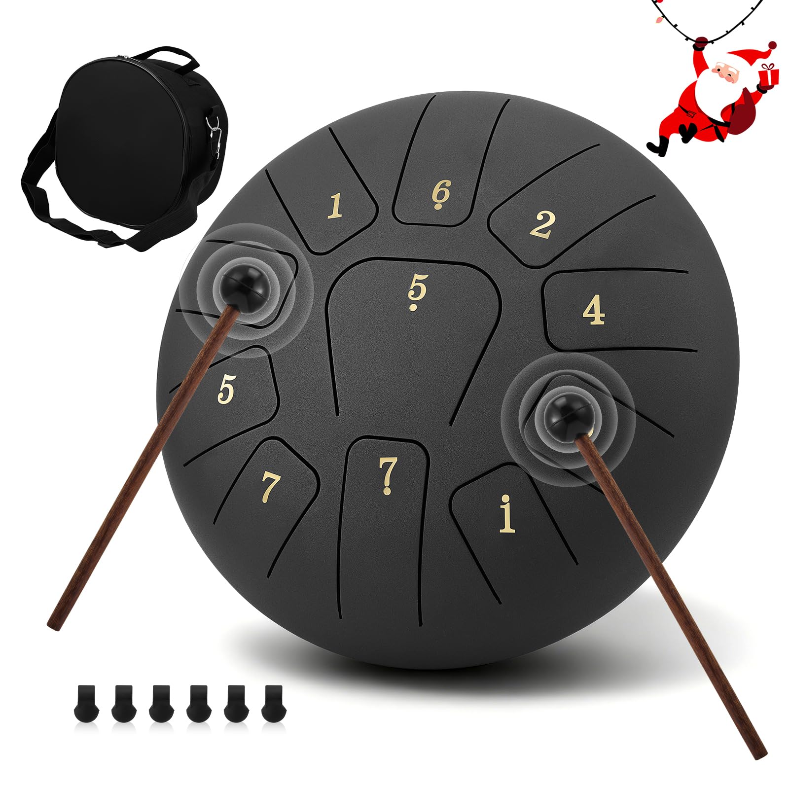 Tambor de lengua de acero 10 pulgadas 11 tonos Percusión con mazo de goma/yemas de los dedos/bolsa de viaje acolchada para adultos y niños