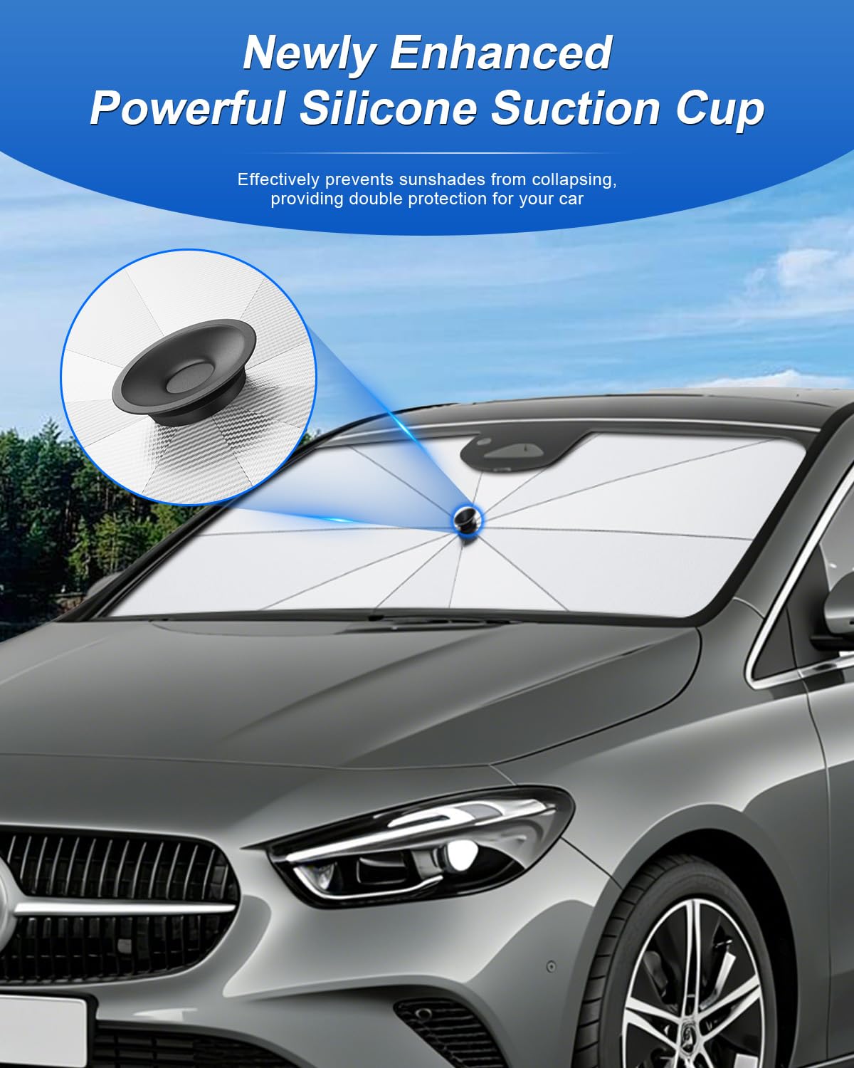 SHAOHAO Compatibile con Mecedes Classe B W247 2020-2026 Parasole per auto Parasole per parabrezza Facile da riporre Maniglia con cordino Protezione UV Accessori parasole
