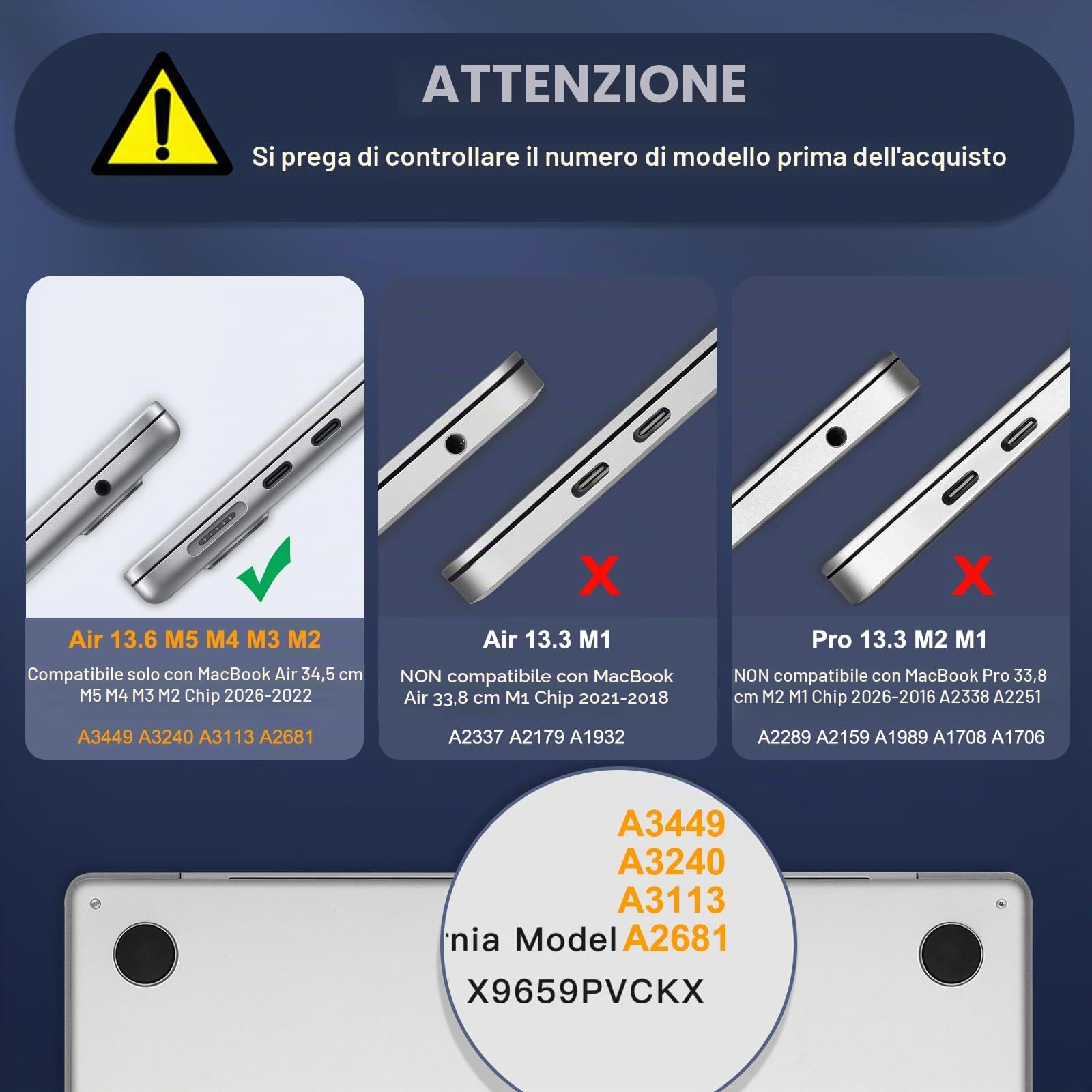 MOSISO Custodia Compatibile con MacBook Air 13 Cover M5 M4 M3 M2 2026-2022 | Copritastiera&Pellicola&Case per MacBook Air 13,6 pollici A3449 A3240 A3113 A2681 2025 2024, Nero