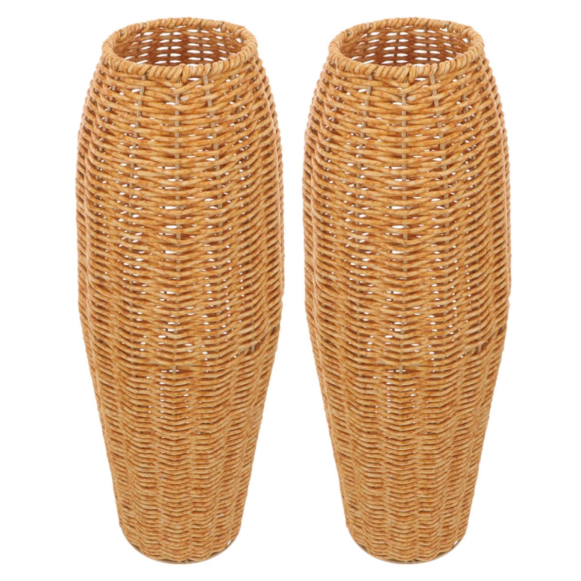 SECFOU Jarrones Decorativos Grandes de Plástico Marrón para Suelo, 2 Piezas, Estilo Rústico y Elegante, Ideales para Decoración de Mesa y Arreglos de Flores Artificiales