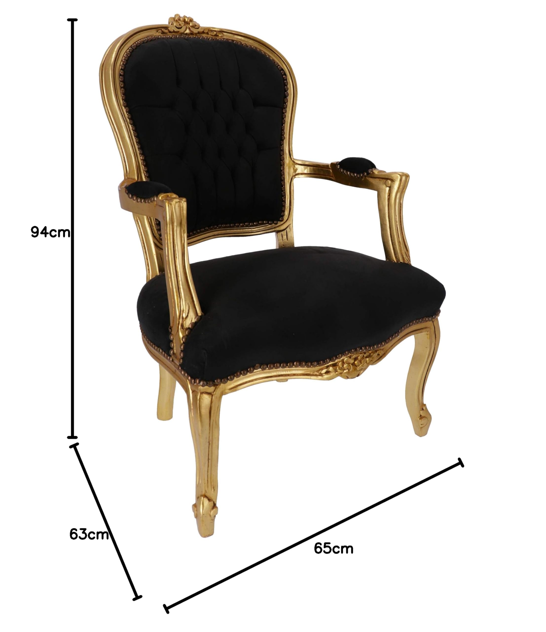 Fauteuil Baroque Luis Feuille Or Velours Noir