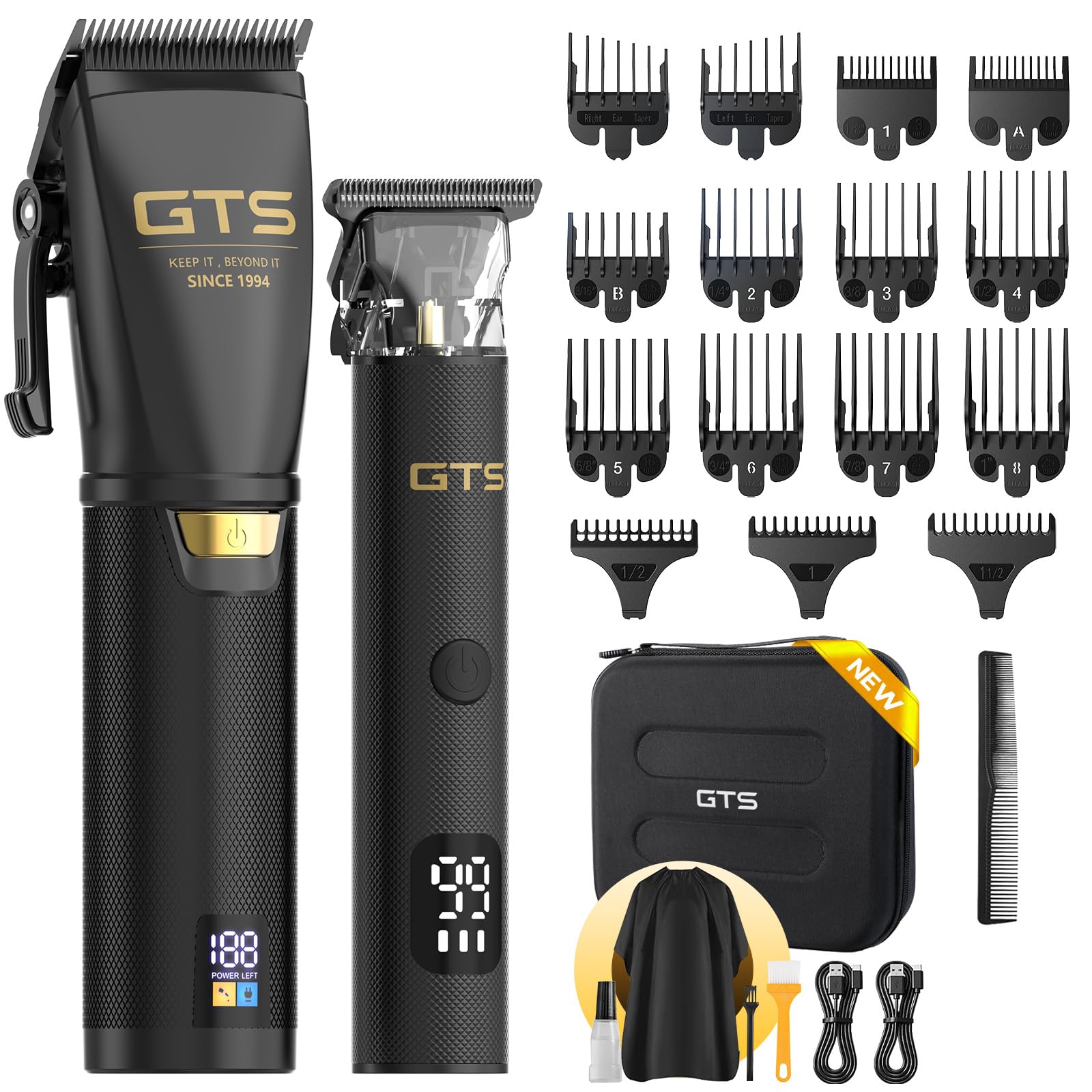 Hair Clippers for Men Professional, Cordless Clippers for Hair Cutting, Mens Hair Clippers and Trimmer Kit for Barber with LED Display 15 Guide Combs-picture-54