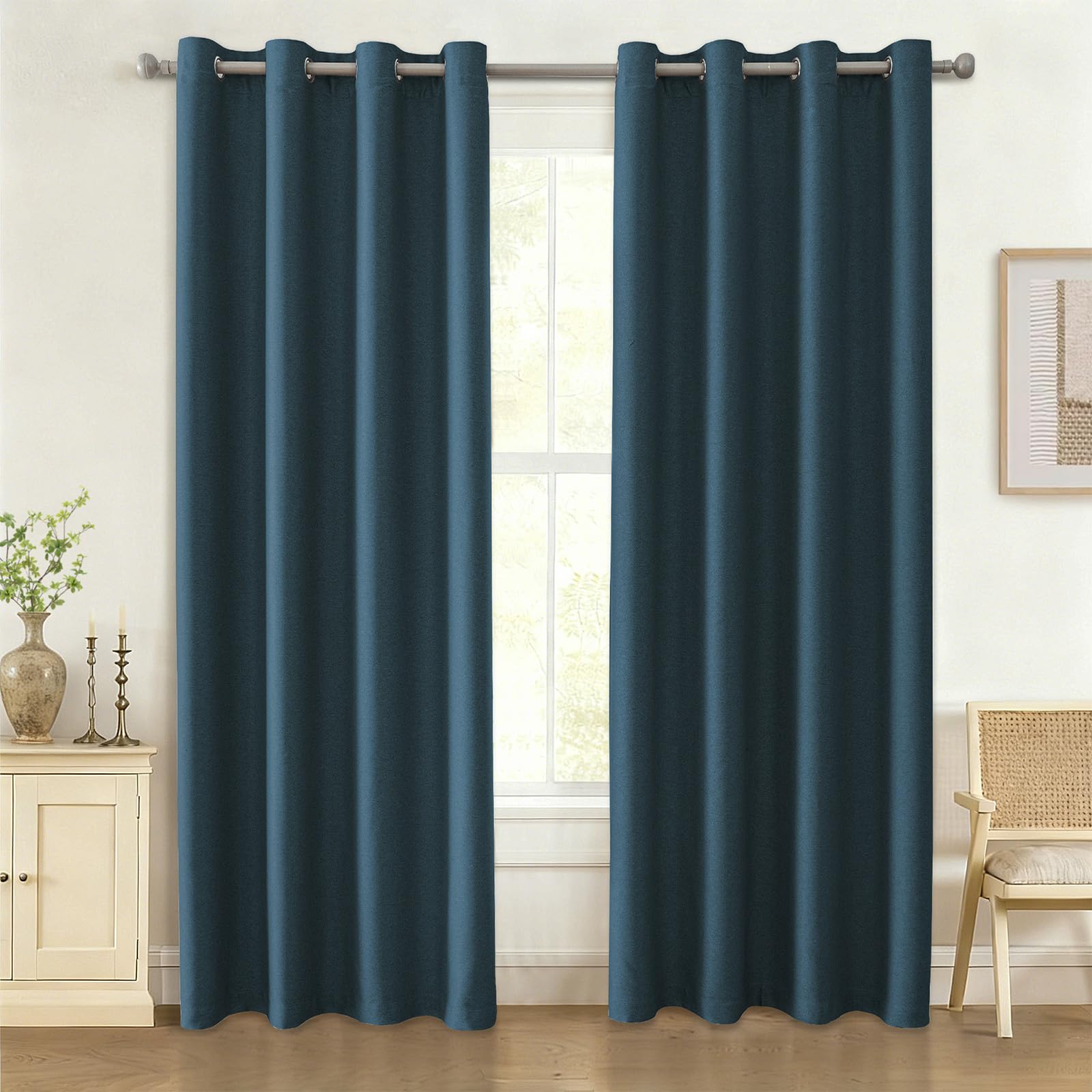 Cortinas dormitorio Ystyle: solucione el frío y la luz con este juego aislante azul marino