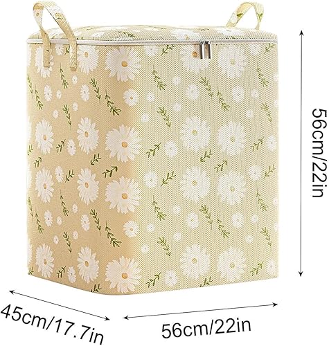 Miniatura 6 de Caja organizadora de armario de almacenamiento, caja de almacenamiento portátil de margaritas, organizador de ropa de gran capacidad con cremallera,