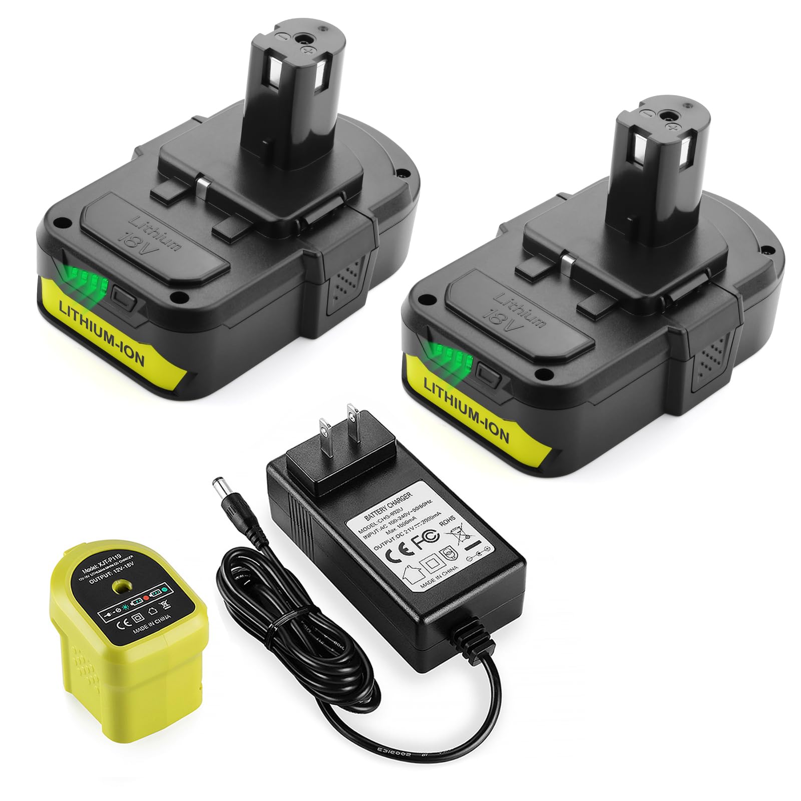 Powilling 2Pack P102 3.5Ah Replacement for Ryobi 18V Battery and P119 Charger Combo Compatible with Ryobi 18 Volt Battery P103 P104 P105 P107 P109 P190 P191 P122 Cordless Tool