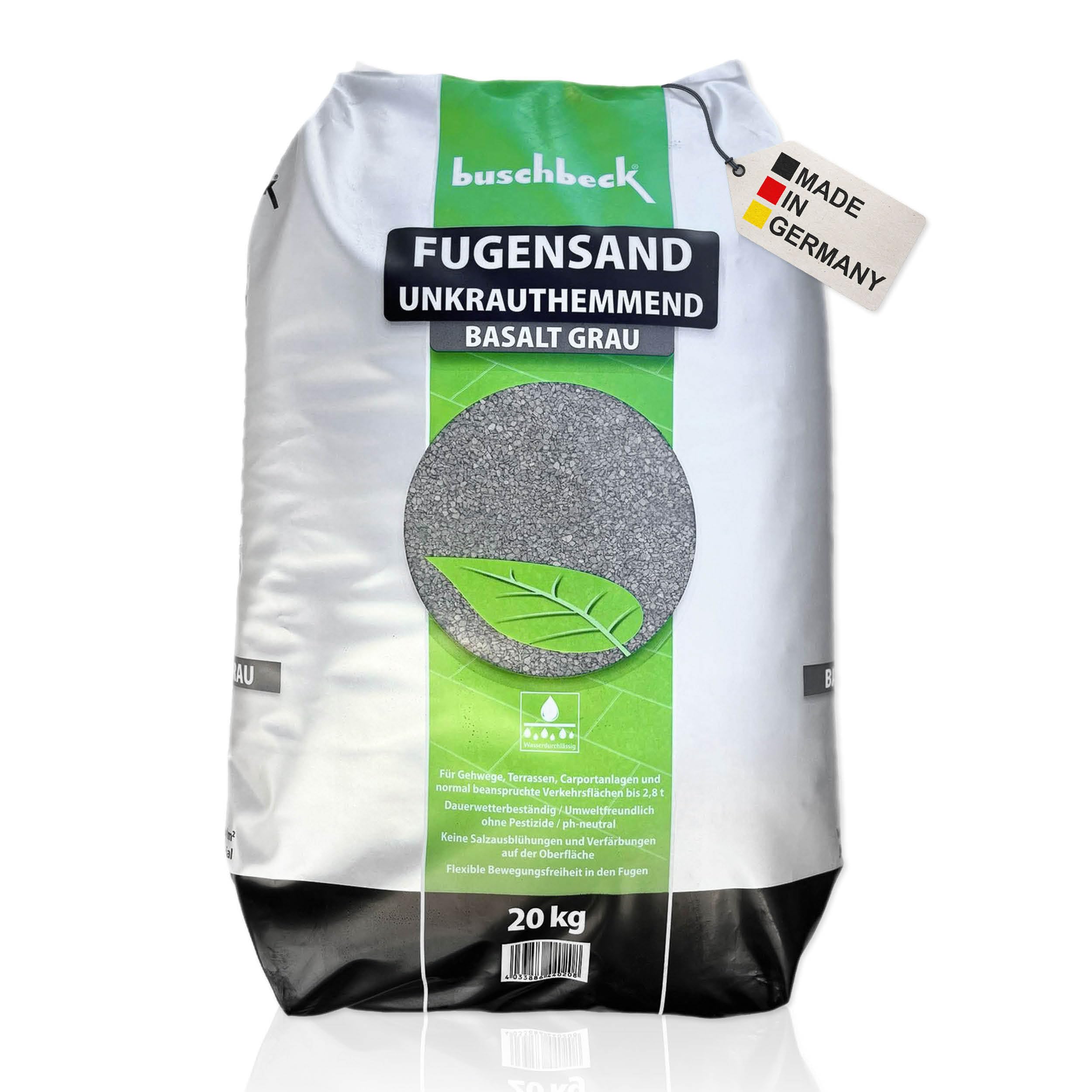 Buschbeck Fugensand 20 kg – für Pflasterfugen & Terrassen (basalt grau)