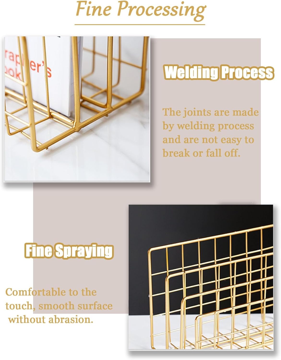 Magazine Holder Rack, Metal Wire Literature Stand for Mail, News, Catalog, Envelopes, and Books Organization, Mesh Notebook Storage Solution