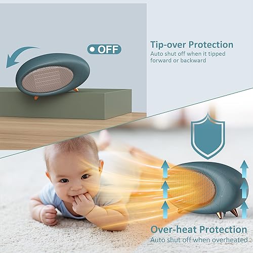Miniatura 3 de Calentador de escritorio, calentador de escritorio pequeño de 600 W para uso en interiores, calentador de escritorio personal de calor de seguridad