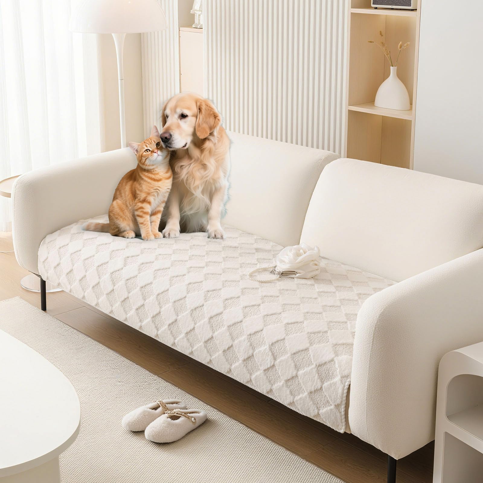Amazon.com: HANDONTIME Non-Slip Pet Couch Cover Washable, Plush