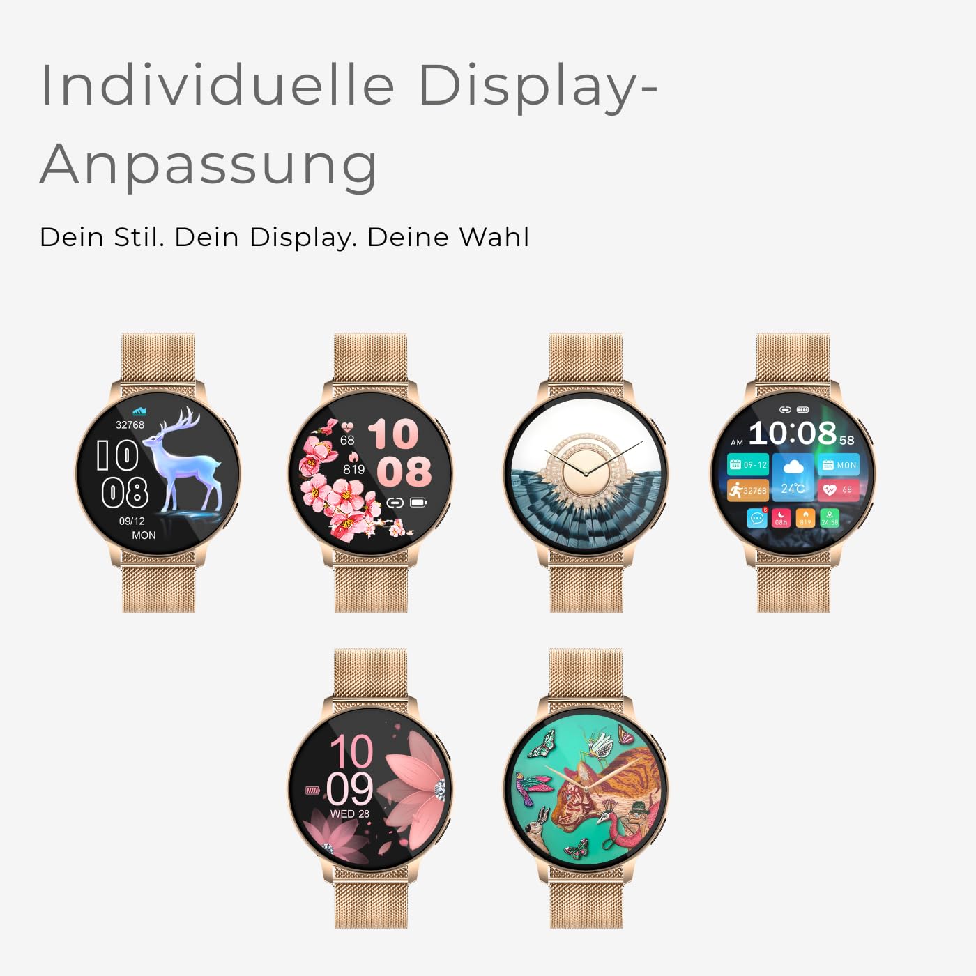 Smartwatch damski S53, złoty, wyświetlacz 1,39", rozdzielczość panelu 360 x 360, Smart Watch, kompatybilny z systemem Android od 5.0 i iOS od 10.0, Fitness Tracker, funkcje zdrowotne, złoty +