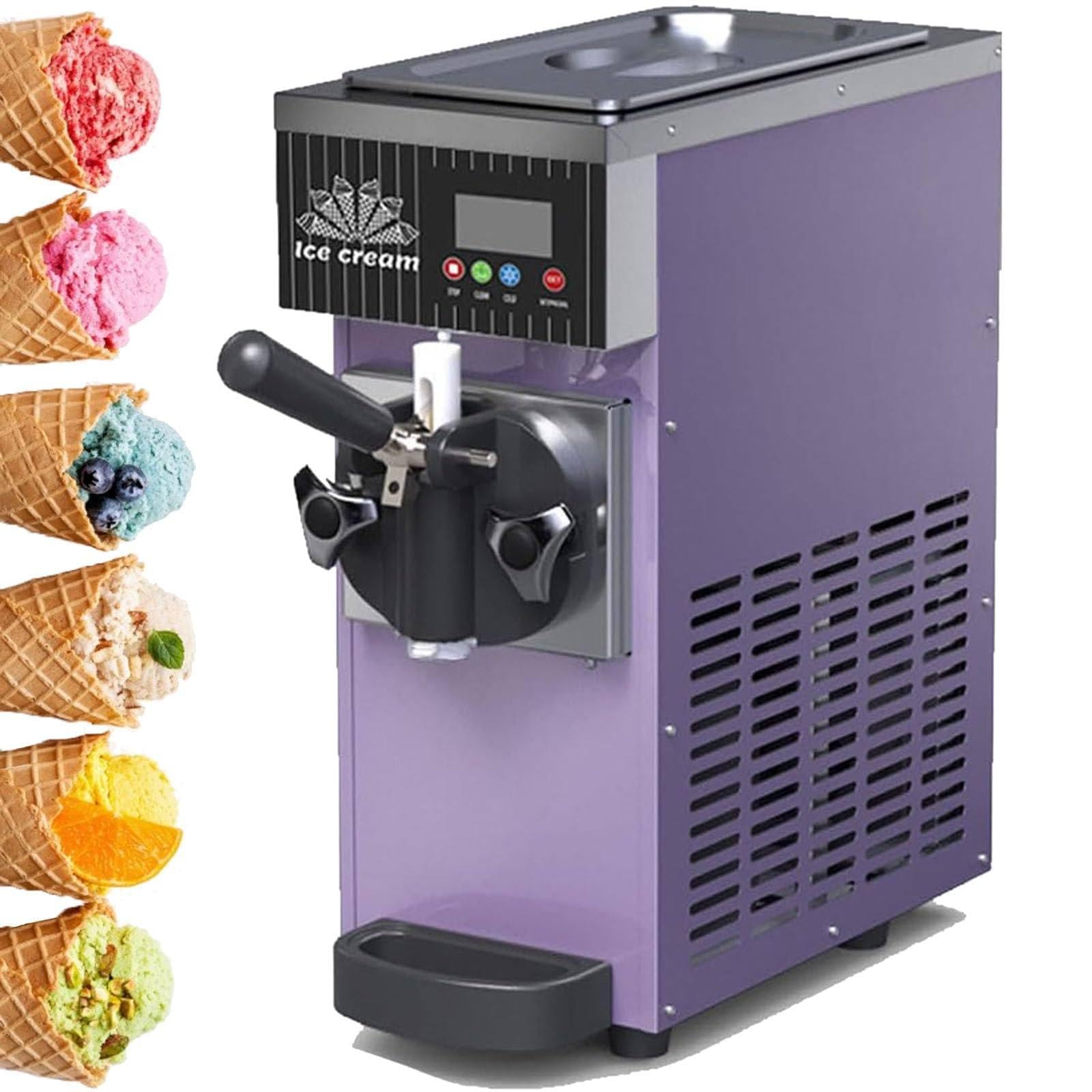 WYBYYDS Commercial Ice Cream Machine 3.5L Hopper Purple-750W