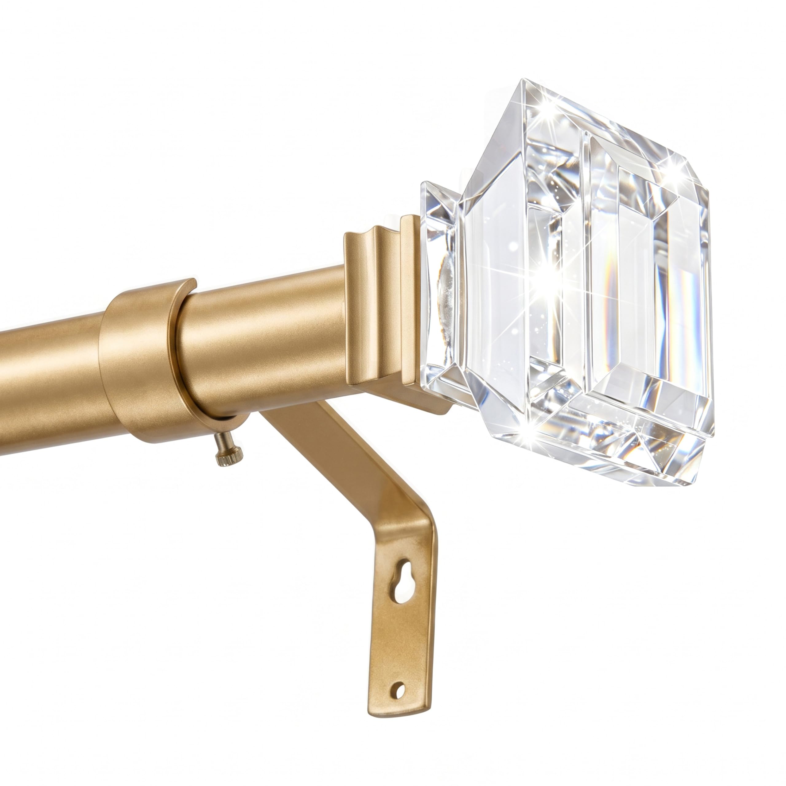 Photo 1 of 46-148" Adjustable Curtain Rods for windows, 1" with Square Crystal Finials