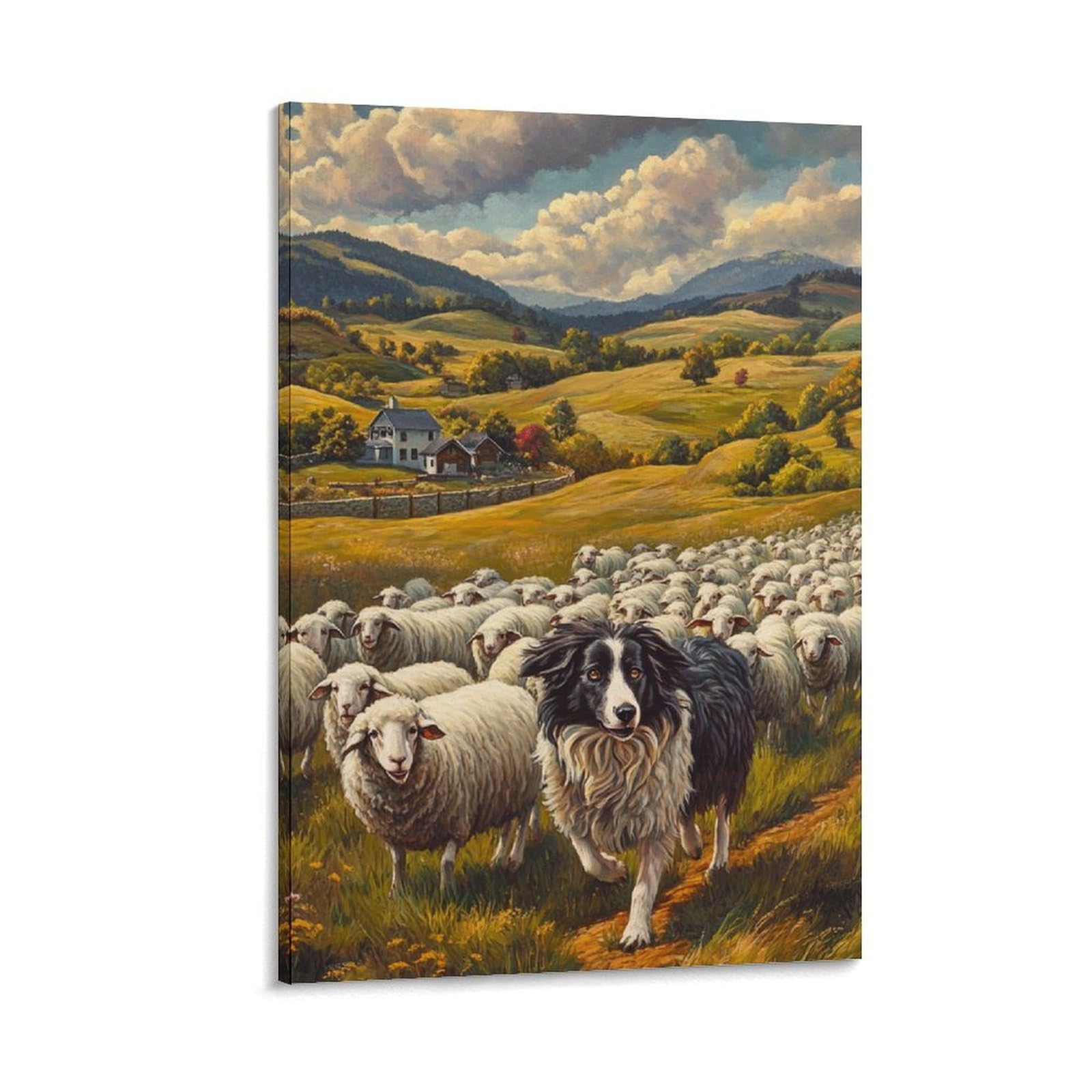 Décoration murale Border Collie affiche peinture toile 40x60cm