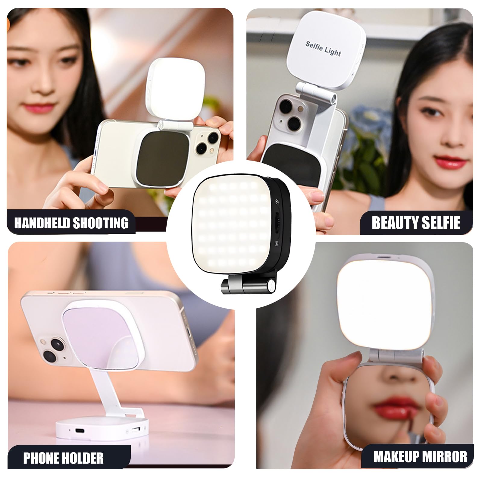 Vibe LED Video Light - Luz magnética para selfie para iPhone, luz de teléfono con espejo, fijación instantánea para MagSafe, selfies, videoconferencias