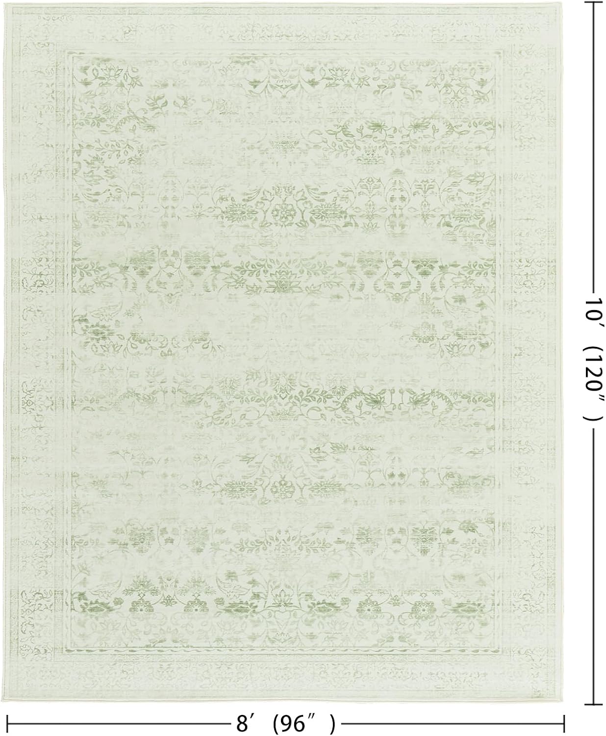 LAISE Washable Rugs 8x10 for Room Decor Soft Stain Resistant Carpet Lightweight Washable Rugs with Non Slip Backing for Home Decor Bedroom Dorm Living Room Dining Room Powder Room(Green,8x10)