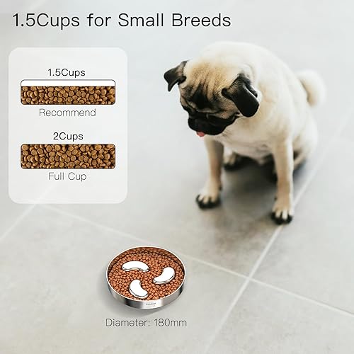 Miniatura 10 de Feedoo Tazones de alimentación lenta para perros, 3 tazas grandes, de acero inoxidable 304 de grado alimenticio, platos para mascotas, para comer