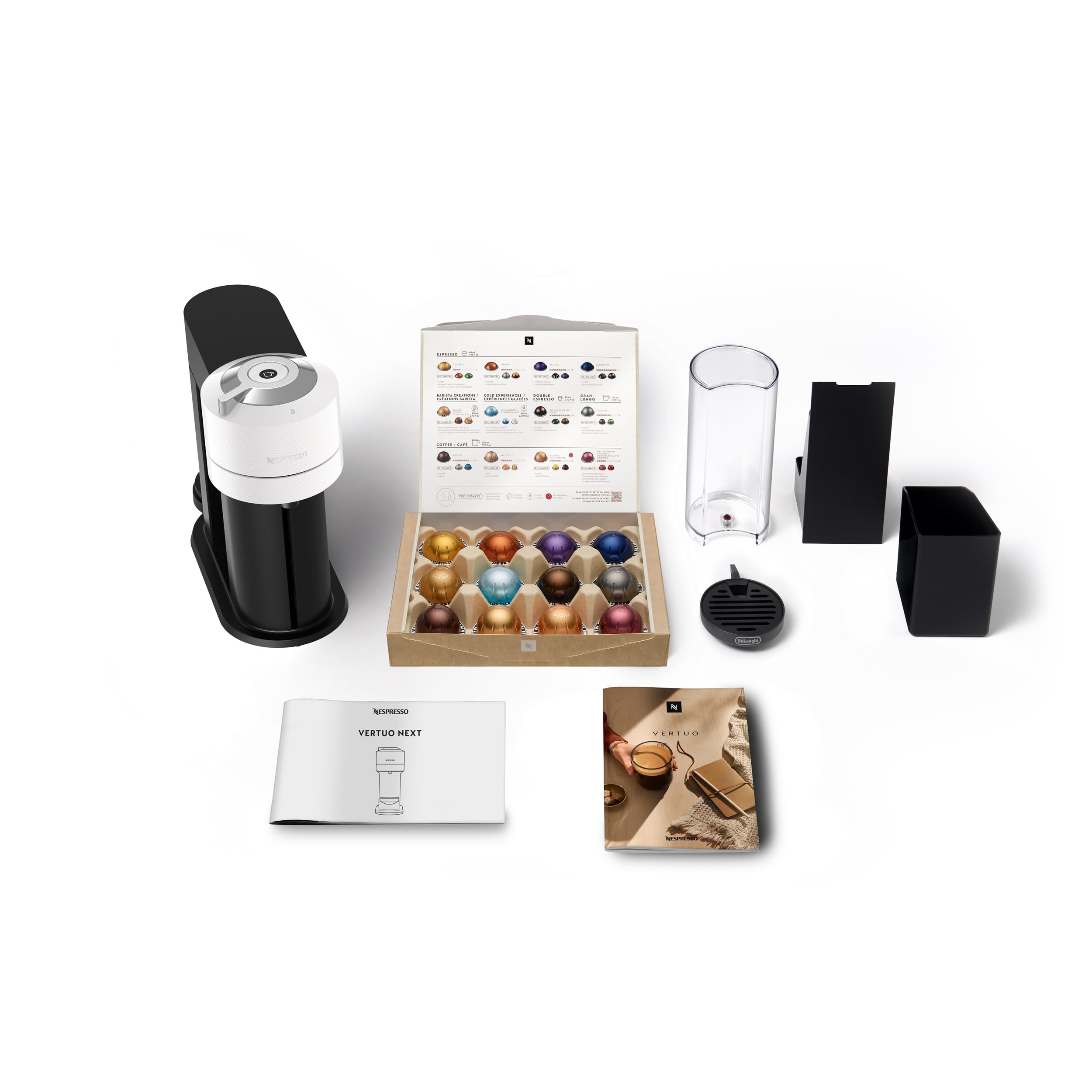 De'Longhi Cafetera Nespresso Vertuo Next, Cafetera Express de Cápsulas de Café Superautomática, Máquina de Café con Wifi y Bluetooth, ENV120.W, Blanco