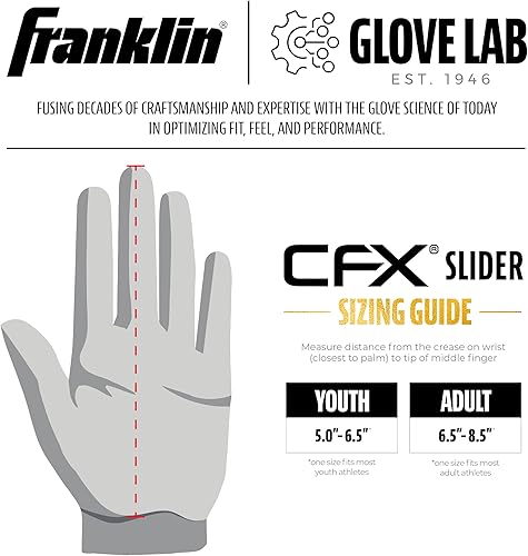 Miniatura 7 de Franklin Sports MLB - Guante deslizante de béisbol + sóftbol - CFX PRT protector para adultos, guante deslizante para la mano izquierda + derecha,