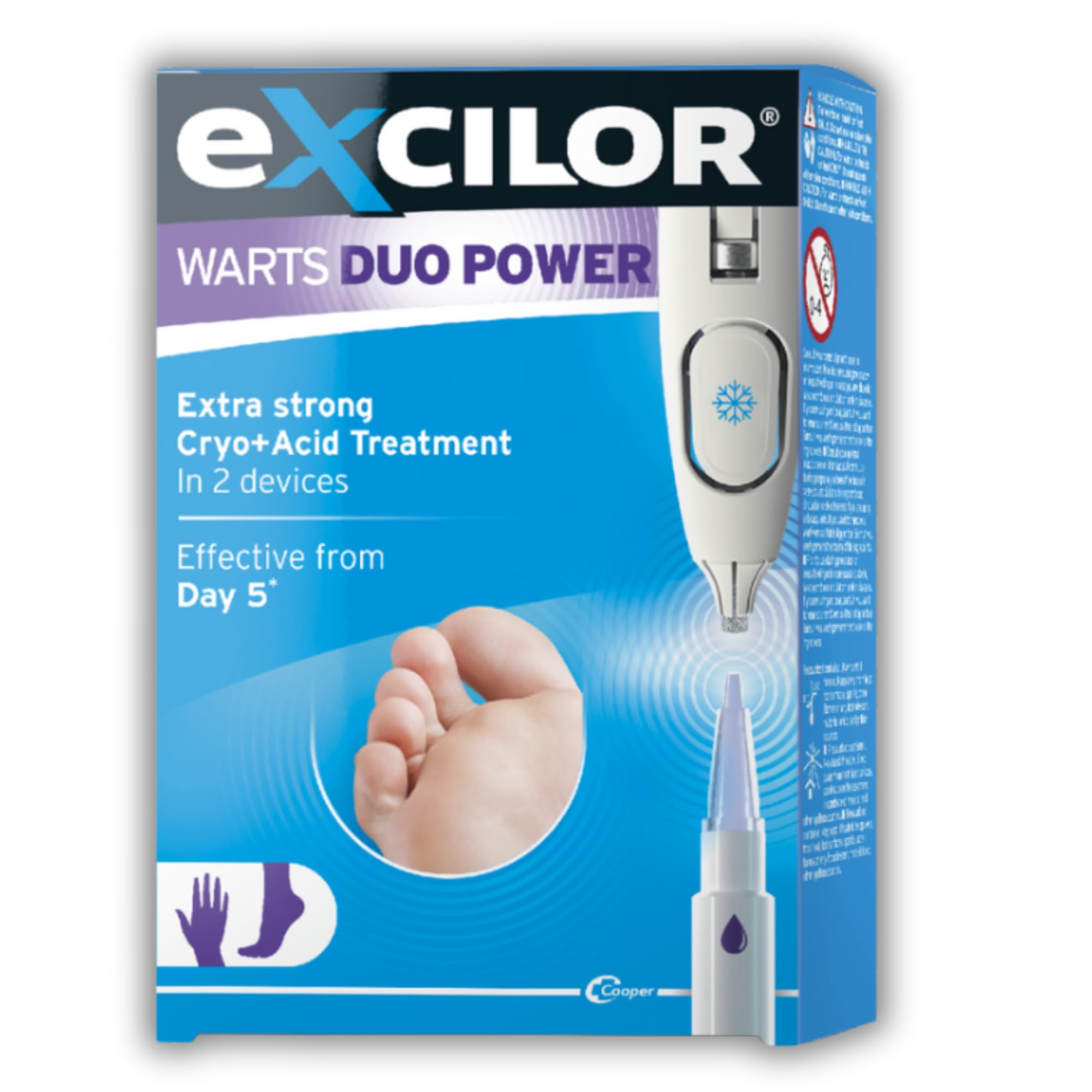 Excilor Warts Duo Power Treatment - Extra Strong Effective Wart Verruca Removal - 2 Devices in 1 Box - Cryo Freeze & Acid Treatment - Hands & Feet - Effective from Day 5 - Clinically Proven