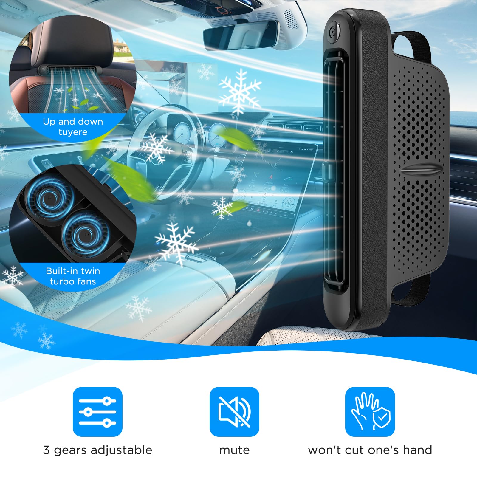Ventilatore Auto Ventilatore USB per Auto Ventilatore di Raffreddamento Del Sedile Auto Veicoli Ventola di Raffreddamento Elettrica con 3 Velocità Per SUV Camper Camion Seggio d'ufficio
