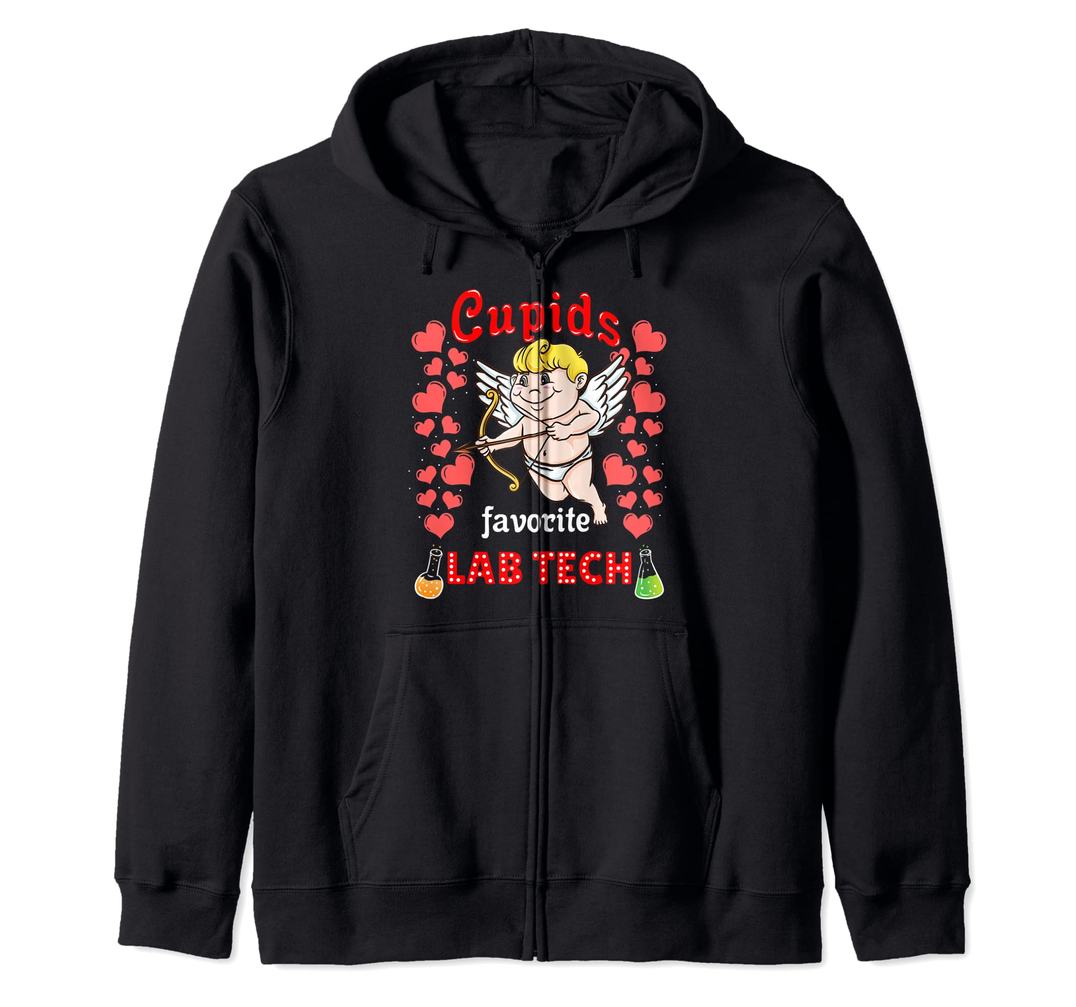 Cupids Favorite Lab Tech Valentines Day Zip Hoodie