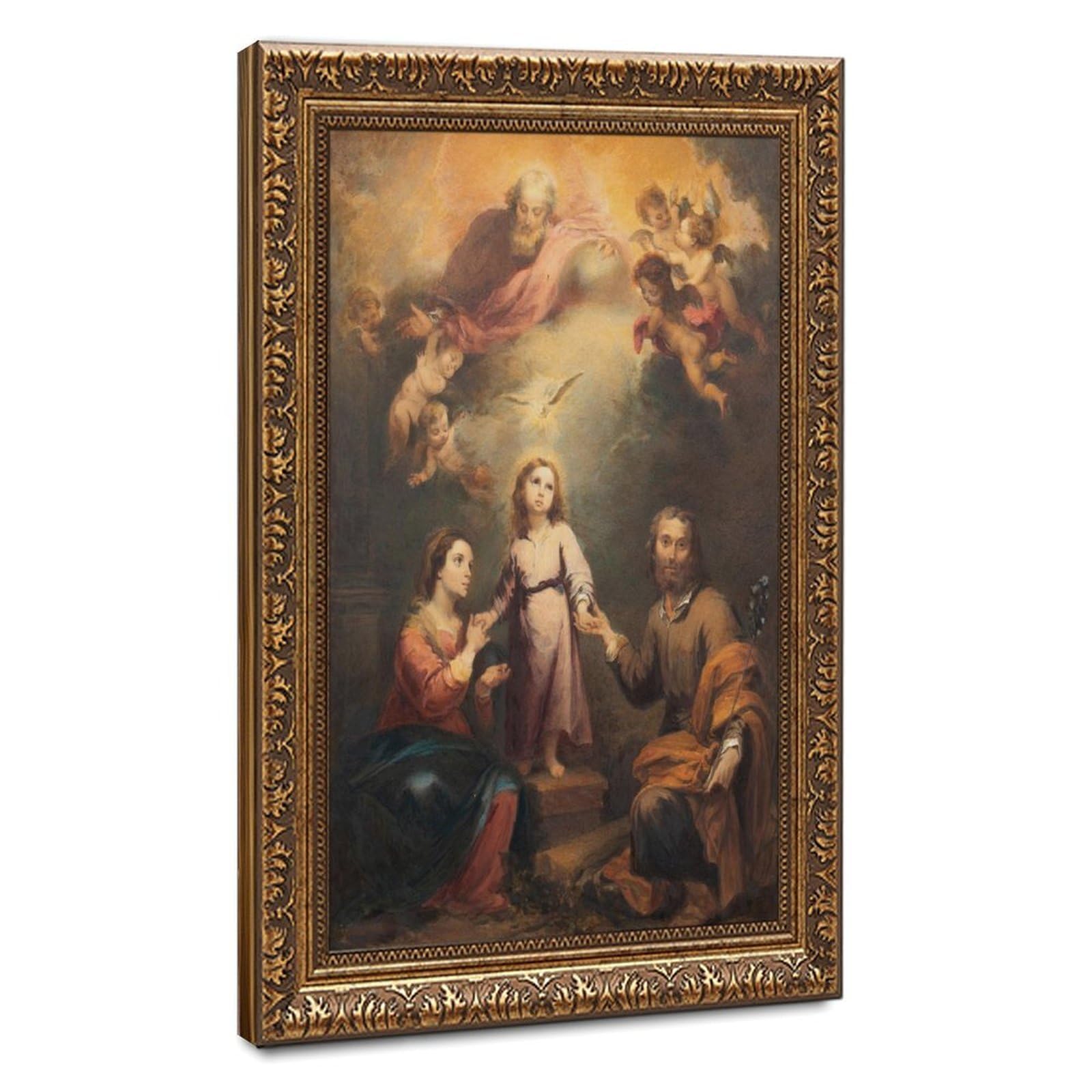 WCYB The Holy Trinity by Bartolome Esteban Murillo Posters Prints Canvas Deco Paintings Wall Art Hangable Frame 16" L X 24" W