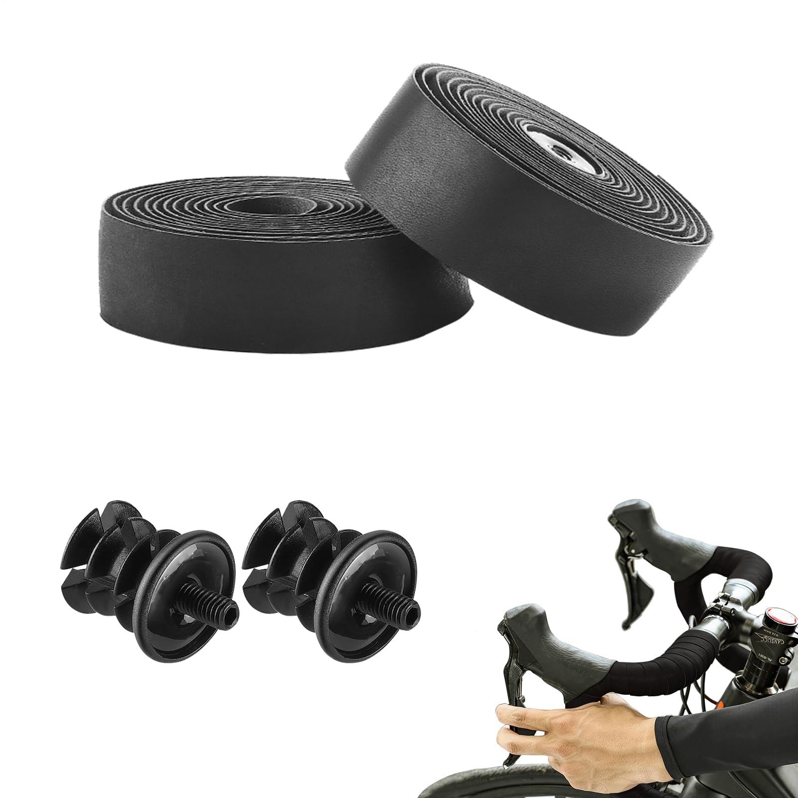 Fahrrad Lenkerband Kunstleder für Rennrad und Retro Bike | Weiches rutschfestes Bar Tape | Importiertes Rindsleder Lenker Wickelband | Komfortables Lenkerband Lenkerstopfen | Hochwerti