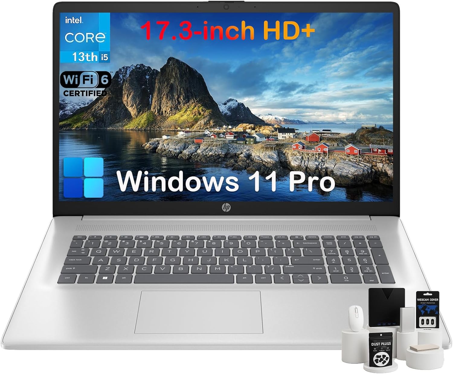 HP 17 Laptop Computer for Business, 32GB RAM, 1TB SSD, Intel 10-Core i5-1334U, 17.3" HD+ Anti-Glare Display, Win11 Pro, Numeric Keypad, 720p HD Camera, w/Accessories 32GB RAM | 1TB SSD - Image 1 of 6