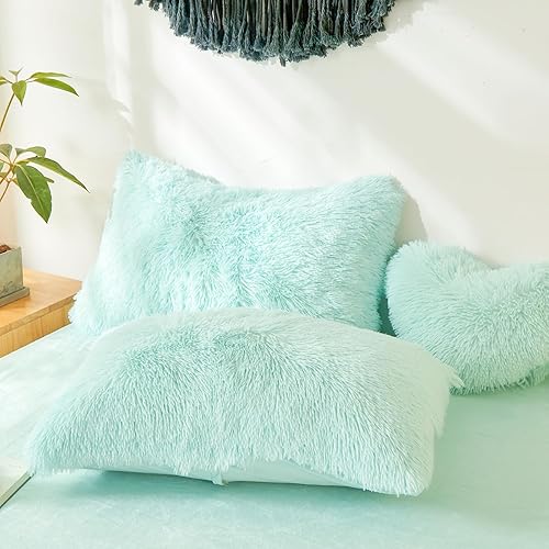 Miniatura 9 de Almohada roja esponjosa, fundas de almohada decorativas suaves de piel sintética roja, fundas de almohada rojas mullidas para dormitorio, fundas de