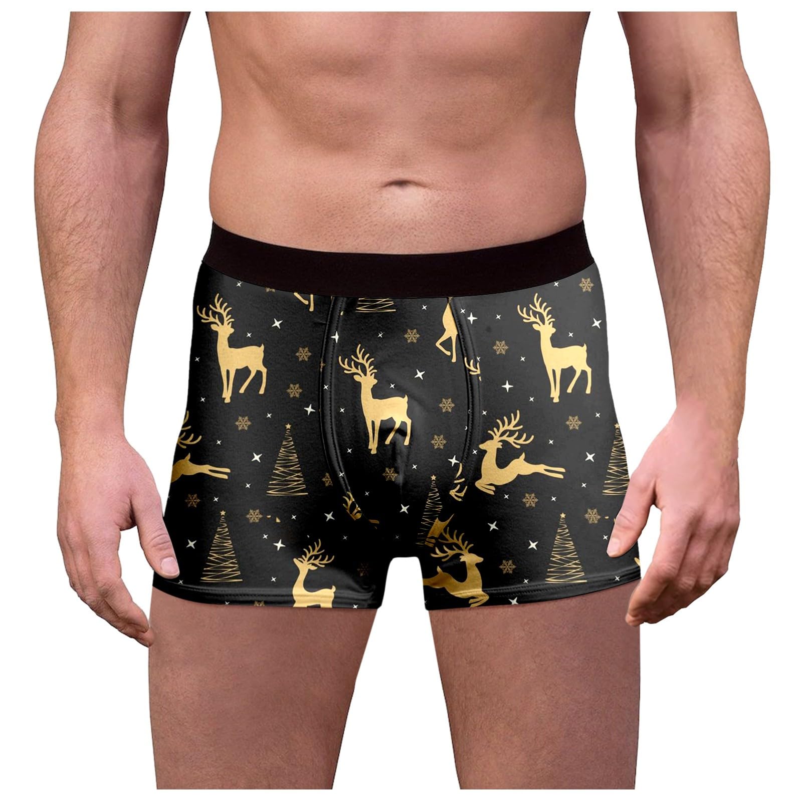 Boxers Homme Motif Noël 3D - Père Noël, Sapins - Coton Confortable - Cadeau Drôle Pour Les Fêtes