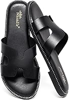 NianEr Women's Microfiber Leather H Band Sandals - Memory Foam Comfort Slip-On Summer Slides for Weddings & Dates