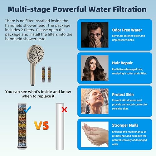 Miniatura 5 de Hibbent All Metal - Cabezal de ducha filtrado de 10 pulgadas, cabezal de ducha de mano de alta presión con brazo de extensión curvado ajustable de