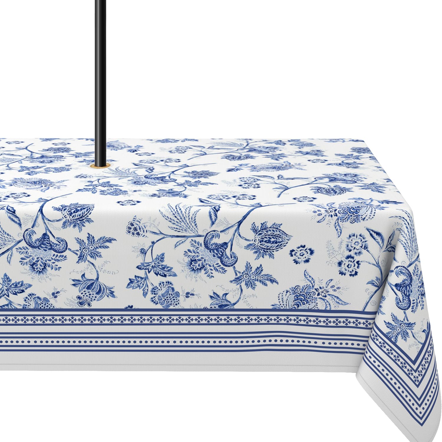 Yighty Farm Floral Outdoor Tablecloth With Umbrella Hole 60X84inch