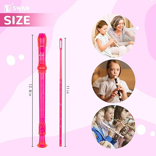 Vista 25 de SWAN Grabadora soprano para principiantes, niños y estudiantes, estilo barroco, flauta de 8 agujeros, desmontable, 3 unidades, ABS, con varilla