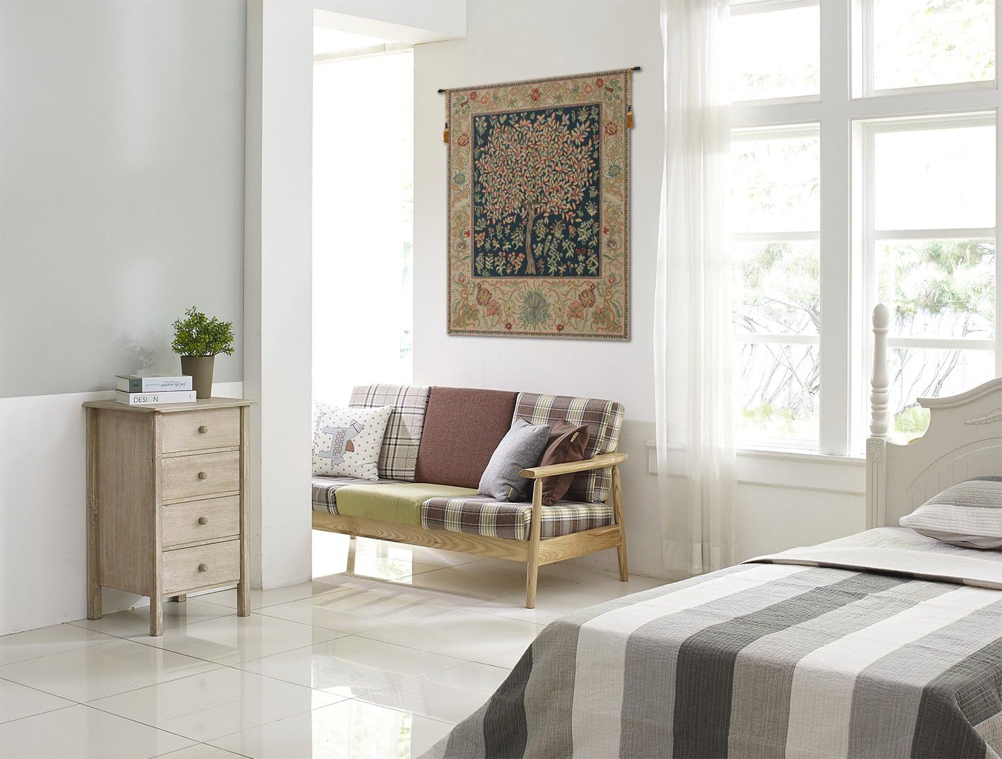 Charlotte Home Furnishings Inc – Pastel Tree of Life Belgian Medium Tapestry Wall Hanging | Nature-Inspired Wall Decor | 51 in. x 69 in. | Cotton Blend Wall Art | Living Room Home Decor Accents