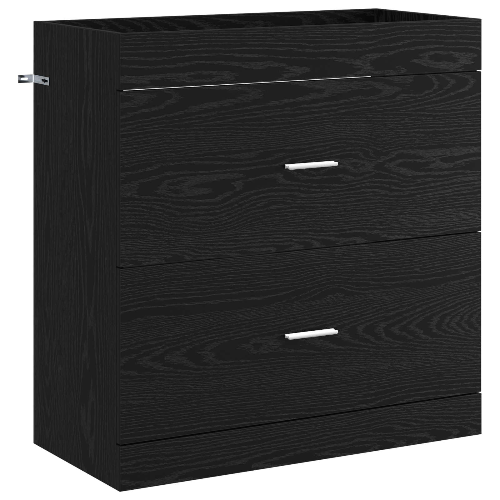 Badmöbel Set mit Waschbecken 2-teilig Schwarze Eiche 81 cm | Kompakter Waschplatz aus Holzwerkstoff mit 2 Schubladen für Ihr Bad, Gäste-WC oder modernen Wellnessbereich.