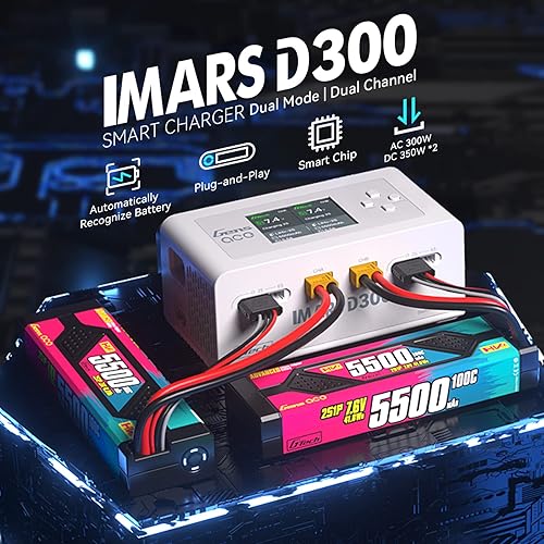 Miniatura 4 de Gens Ace Lipo Battery Charger IMARS D300 G-Tech Series Smart Dual Lipo Charger 16A AC 300W DC 700W Lipo ChargeWhite
