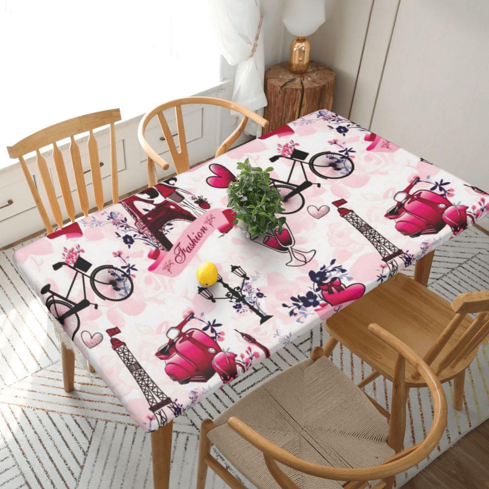 BNVSADC Cityscape Paris Eiffel Tower France Printed 5FT Tablecloth Polyester Kitchen Water Resistant Table Cloth Dining Table Decoration Table Covers, 152x76 CM