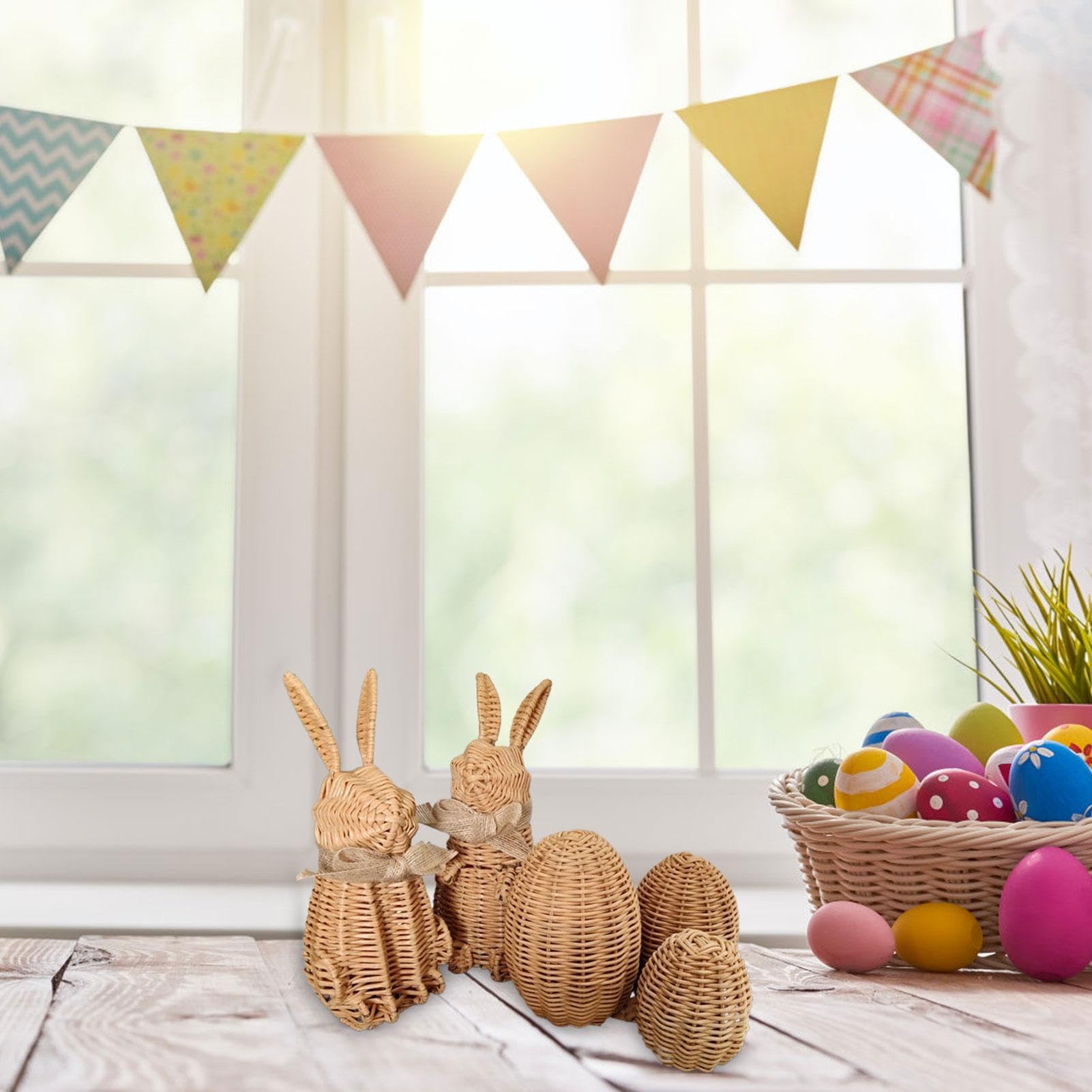 Decorazioni pasquali con coniglietto in rattan, coniglietto in rattan 5