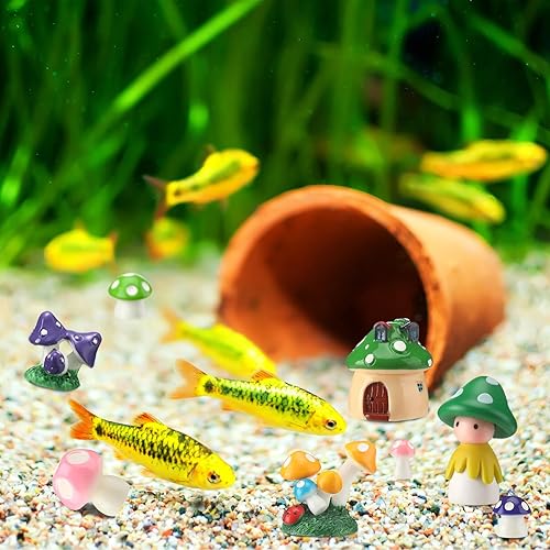 Miniatura 5 de Yulejo 120 piezas de mini hongos de resina para manualidades, jardín, pequeñas figuritas de hongos en miniatura, adornos coloridos a granel para