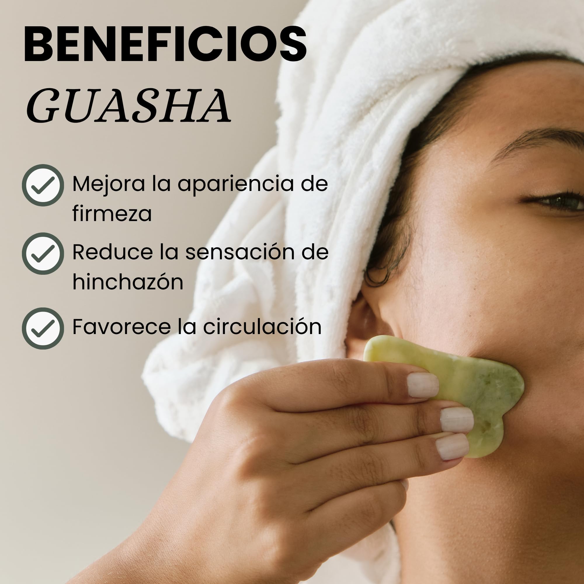 Set GuaSha Facial y Rodillo de Jade 100% auténtico | Masajeador Facial con Rodillo Liso, Rodillo Dentado y Piedra Guasha | Kit Reafirmante y Drenaje antiarrugas para tonificar la piel