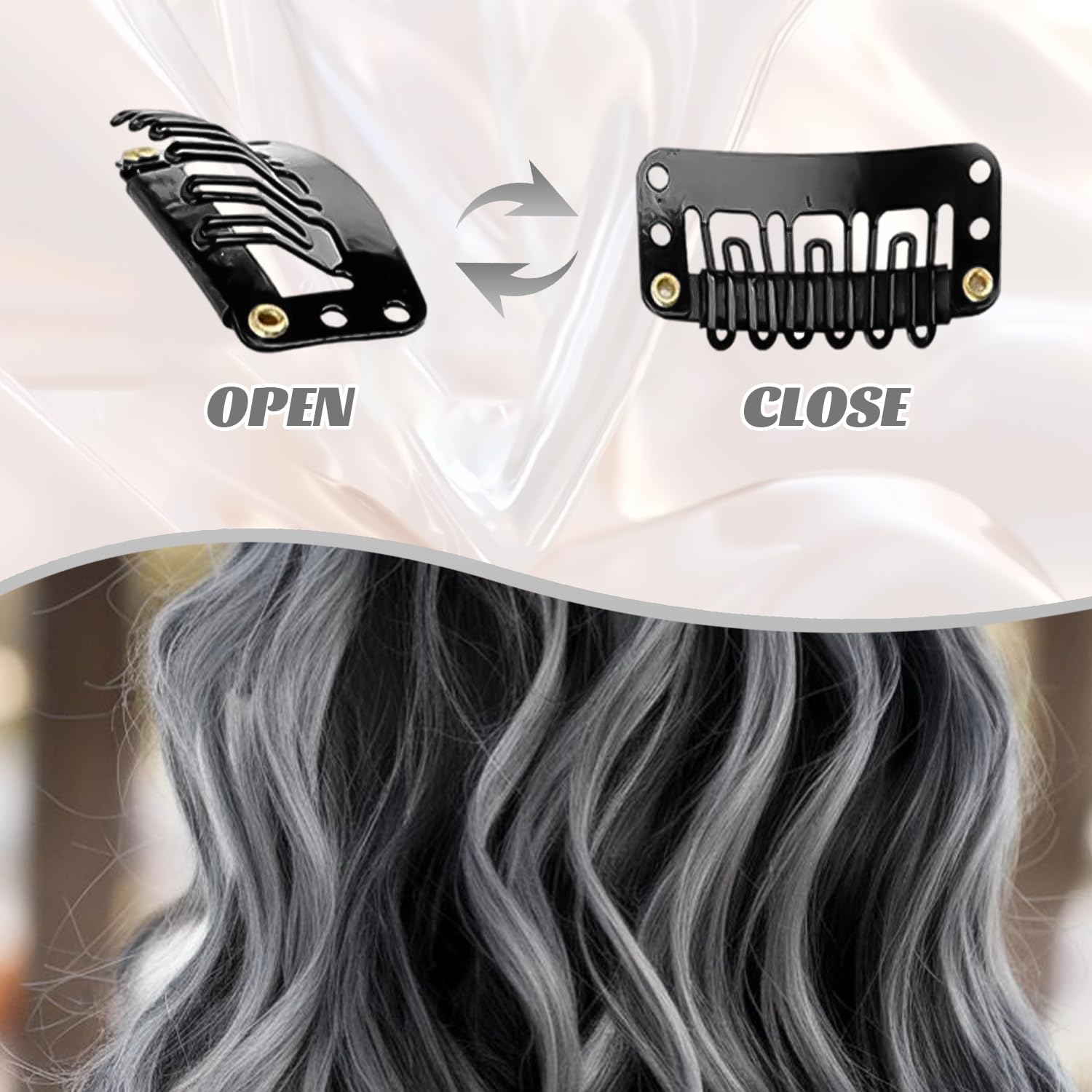10 Pcs Hair Extensions, Silver-gray, 22 inches - Image 4