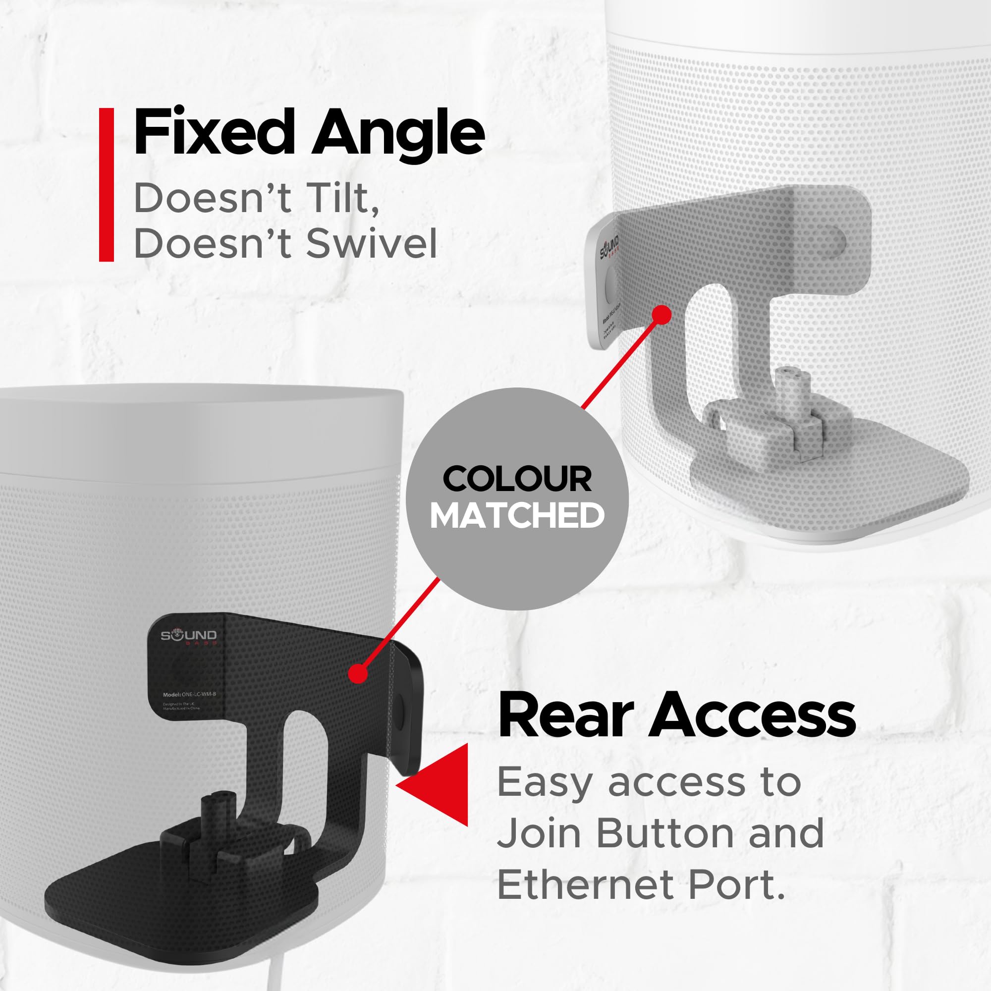 Sound Bass ONE Corner Wall Mount Bracket, Low Profile, Black, Single (1pc) - Image 4